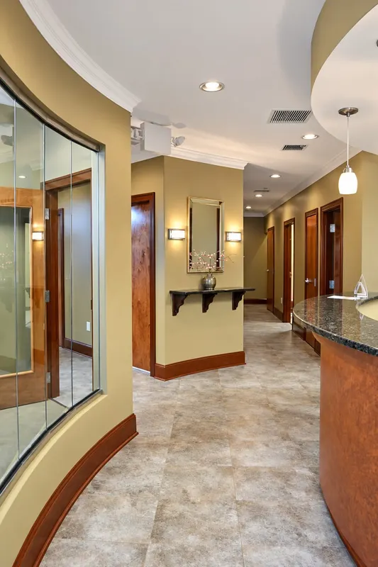 Reception desk and front hall inside Infinite Smiles